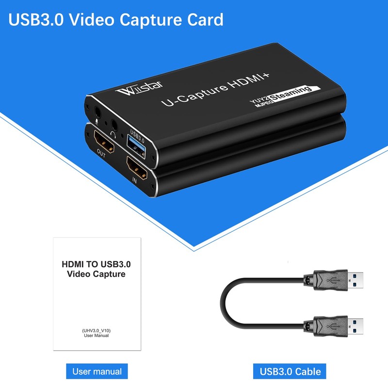 Wiistar Capture Card 1080p60fps HDMI to USB 3.0 Audio Video