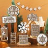 FairySandy Winter Tiered Tray Decor Winter Snowman and Snowflakes Wooden