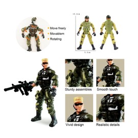 MQSTARSRISE Army Men Action Figures,Soldiers Toys for Boys Age 4-7,Military Playset Action Figures Soldier Toy Set with Weapons Birthdaty Halloween Xmas Gift for Boys