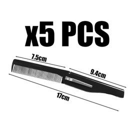 Pack of 5 Black Beard Comb, Foldable Comb, Men's Comb, Plastic Hair Comb, Unisex, Travel Practical Folding Comb