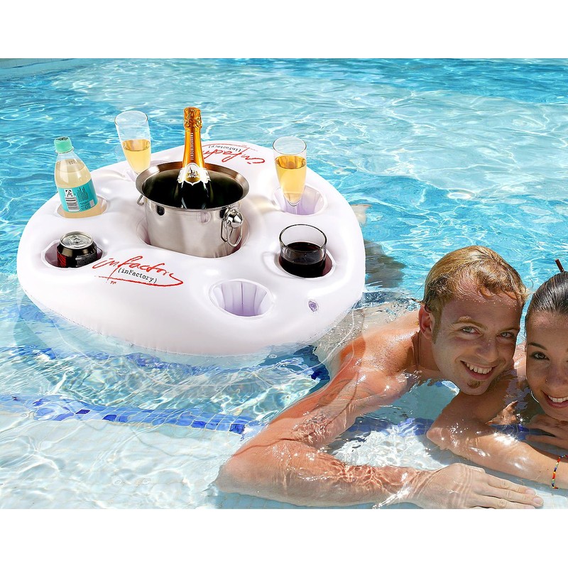 infactory Pool Drink Holder: Inflatable Drink Holder in Lifebuoy Design,
