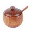 1Pc Solid Wood Spice Jar Seasoning Pot Sugar Bowl with