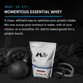 Momentous | Essential Grass-Fed Whey Protein Isolate, 24 Servings Per Pouch for Essential Everyday Use, Gluten-Free, NSF Certified (Vanilla)