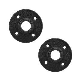 BathAce Industrial Pipe Floor Flange, Heavy Duty Malleable Iron Pipe Fittings, Wall Mounted Vintage DIY Threaded Flange for Decoration Steampunk Furniture Vintage Project, Black(2 Pack, DN20-3/4 Inch)