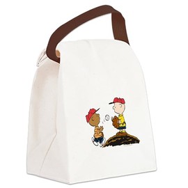 CafePress Peanuts Franklin & Chuck On The M Canvas Lunch Bag with Strap Handle