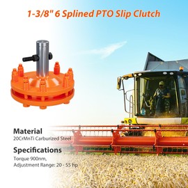Garvee Tractor PTO Slip Clutch,1 3/8" PTO Slip Clutch for PTO Shaft, Smooth Round Ends PTO Friction Clutch, Carburized Steel Tractor Slip Clutch