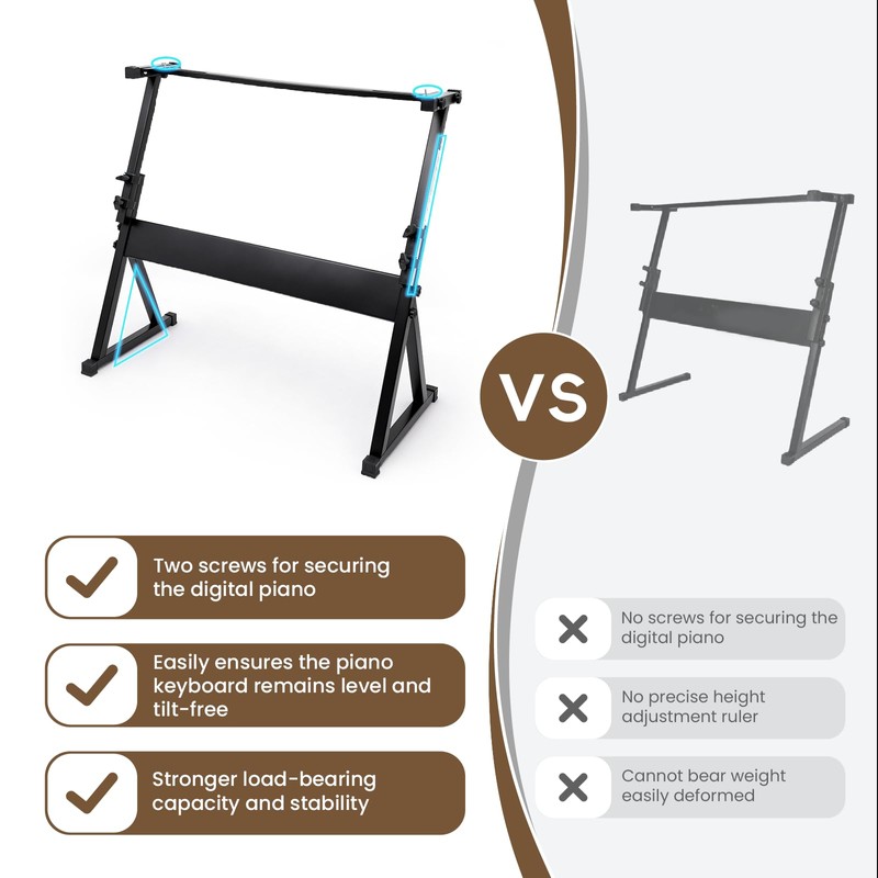 tipatyard Piano Keyboard Stand - Z Style Adjustable and Professional