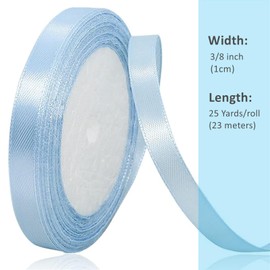 Light Blue Satin Ribbon, Fabric Baby Blue Silk Ribbon 3/8 Inch x 25 Yards for Gift Wrapping, Easter Crafts, Hair Bows Making, Flower Bouquet, DIY Sewing Projects, Wedding Party