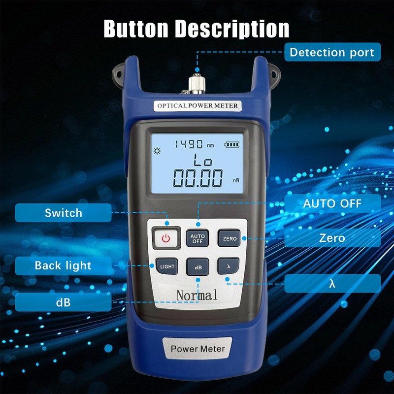 Flylin Fiber Optical Power Meter, Handheld Cable Tester with Visual