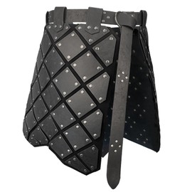 HiiFeuer Medieval Faux Leather 3PCs Waist Armor with Belt, Middle Ages Cosplay Thigh Armor, Mercenary&Knights Skirt Armor (Black A)