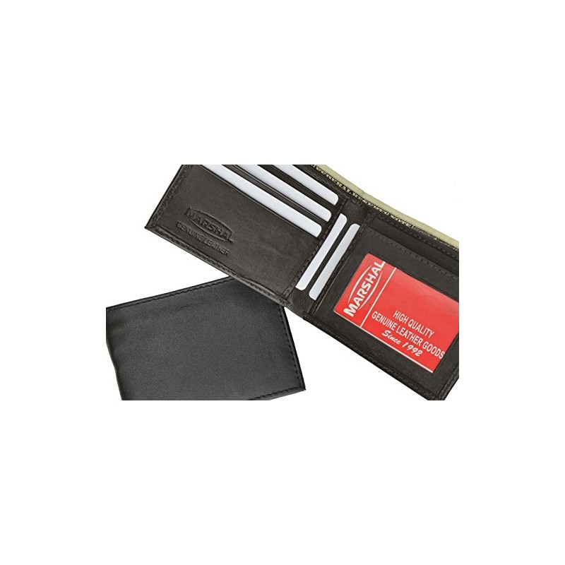 MARSHAL Mens Bifold Leather Wallet RFID Blocking Brown New Bi-fold