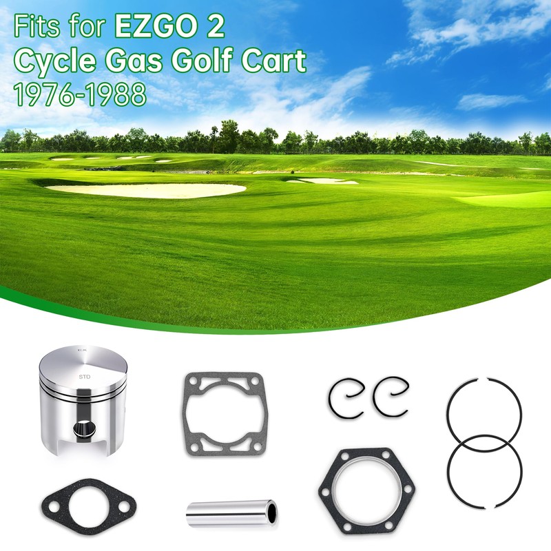 10L0L Piston and Piston-Rings-Gasket-Kit for EZGO 2 Cycle Gas Golf