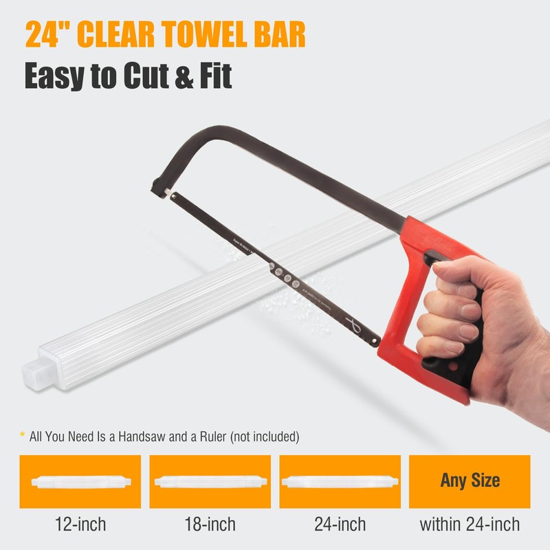 24 Inch Clear Replacement Towel Bar for Ceramic Holder -