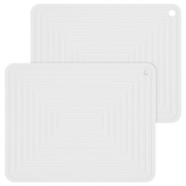 Nstezrne Trivets for Hot Dishes, Trivet Hot Pads for Kitchen, Silicone Trivets for Pots and Pans, Silicone Pot Holders, Trivet for Quartz Countertops, Heat Resistant Mats Set 2 White