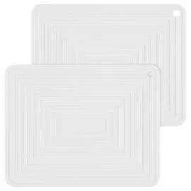 Nstezrne Trivets for Hot Dishes, Trivet Hot Pads for Kitchen, Silicone Trivets for Pots and Pans, Silicone Pot Holders, Trivet for Quartz Countertops, Heat Resistant Mats Set 2 White