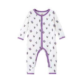 BambooBud Baby Romper Infant Boys Girls Long Sleeve One Piece Rompers Viscose from Bamboo Pajamas Toddlers Sleeper, Lavender, 3-6Months