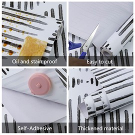 Uooar Modern Black and White Wallpaper 17.3"×80" Geometric Stripe Peel and Stick Wallpaper Contact Paper Removable Self Adhesive Vinyl Wall Paper for Living Room Bedroom