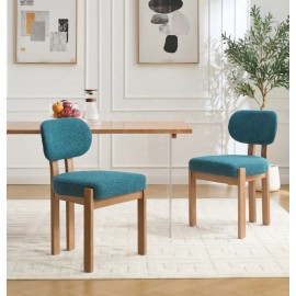 Modern Black Chenile Upholstered Solid Wood Dining Room Chair Set of 2 Durable Kitchen Chairs for Restaurant & Hotelcolor: TEAL, size: W20.28''D21.06''H32.28''