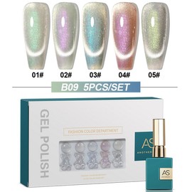 AS Gel Nail 5-Piece Set Includes Magnetic Syrup Glitter Color Gel Art Board, 1 Set, B09 / AS젤 네일 5종 세트 자석 시럽 글리터 컬러 젤 아트판 포함, 1세트, B09