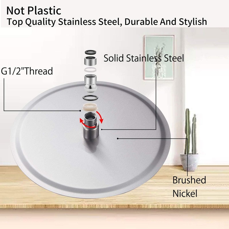 8 Inch Stainless Steel Rain Shower Head Ultrathin 75 Nozzles