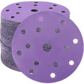 STEBRUAM 50pcs 150mm Sanding Discs 800 Grit 15 Holes Hook and Loop Sanding Pads for 6Inch Random Orbital Sander Purple