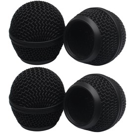 SOVNSG 4PCS Black Microphone Ball Head, Replacement Steel Mesh Grille Heads with Inner Foam, Compatible Mic Grill for SM58/SM58S/SM58LC/BETA58/BETA58A