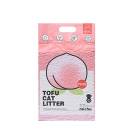 Michu Tofu Cat Litter Natural Clumping Tofu Cat Litter, Fast Clumping and Easily Scoop-able 5.5lb/88oz 5 Scents - Peach, 2 Pack
