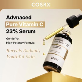 COSRX Advanced Pure Vitamin C 23% Serum with Vitamin E & Glutathione (Renewal), Korean Vitamin C Serum for Fine Lines, Uneven Skin Tone & Dull Skin, 0.7oz, Korean Skin Care