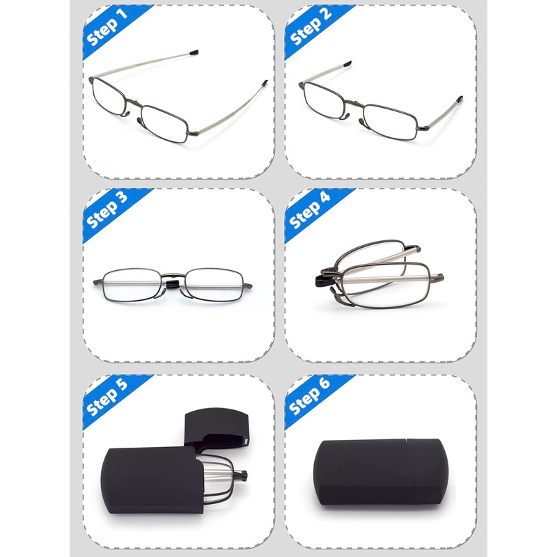 HIGHLIKE 2-Pack Hard Cases Folding Reading Glasses, Pocket Wallet Purse