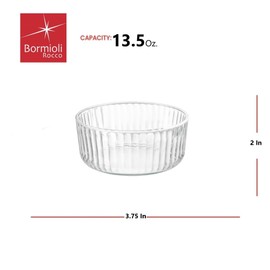 Bormioli Rocco Exclusiva Mini Serving Bowls, Set of 2-15.25 Oz. Stackable Glass Condiment Dishes with Elegant Light-Reflecting Design - 4.75 Inch Italian Tableware, Dishwasher Safe
