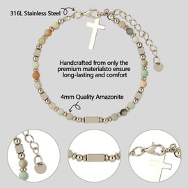 Easter Basket Stuffers for Teens Kids Womens, First Communion Baptism Bless Gifts for Women, Christian Cross Bracelet Jewelry, Faith Confirmation Baptism Christmas Birthday Gifts for Women