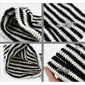AONUOWE Grunge Beanies Crochet Knitted Hats for Women Girls Fox Cat Ear Goth Emo Alt Y2K Accessories Grunge Clothes (One Size,Grey)