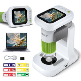 OUTACT Children's Digital Microscope, Handy Microscope, Magnification, 50-1000 Times Magnification, 2.4 Inch IPS Microscope, Connects to PC, Microscope, 8 LED Lamps, Observation of Insects, Biology