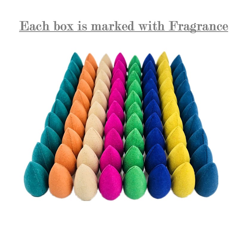 80 Pcs Backflow Incense Cones 8 Mixed Natural Scents Sandalwood