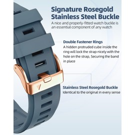 Fleshy Leaf Gold buckle 20mm Quick Fit band Compatible Compatible with Garmin Fenix 7S 5S/ 5S Plus, 6S/ 6S Pro, D2 Delta S, Descent Mk2S - Stainless Steel Metal Replacement Wristband Strap (Slate)