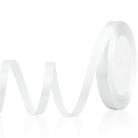 White Ribbon for Gift Wrapping 3/8 in 25 Yards White Satin Ribbon Floral Ribbon White Ribbon for Flower Bouquet White Ribbon for Hair Ribbon for Crafts Easter Ribbon White Christmas Ribbon Decor