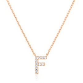 PAVOI 14K Rose Gold Cubic Zirconia Initial Necklace | Letter Necklaces for Women | F Initial