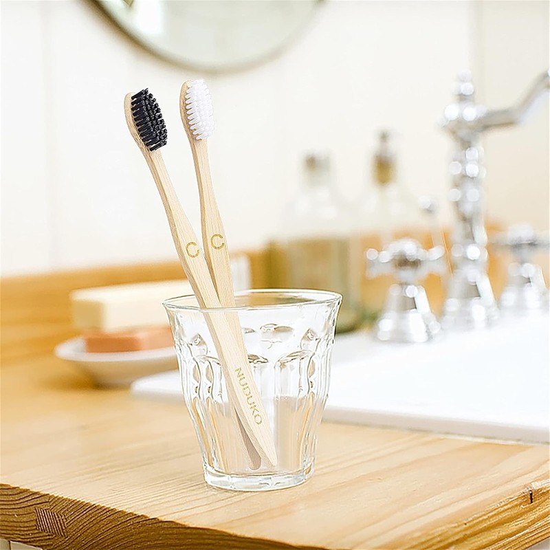 Bamboo Toothbrushes 10 Pack, BPA Free Plant Based Soft Bristle