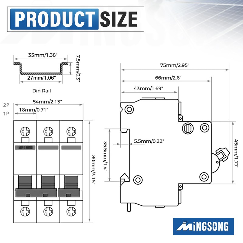 MINGSONG DC Solar Panels Disconnect Switch 32 Amp Solar Shut