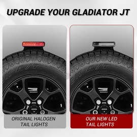 Gronsvt LED 3rd Brake Light for 2018-2024 Wrangler JL Accessories Third Brake Light High Mount Stop Light (Black Housing Smoke Lens)