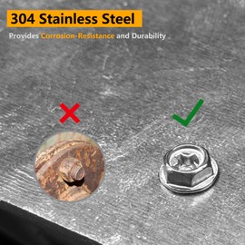 Allkeen 304 Stainless Steel Self Tapping Screws for Gutter Guard #8 x 1/2", 250 Pieces, Socket Bit Included