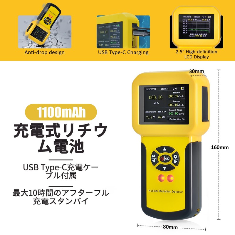 BTMETER BT-886A Gas Detector, High Precision Nuclear Emission Detector, Geiger
