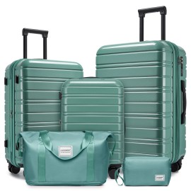Premium Luggage Travel Set 5-Piece Hardcase Suitcase with TSA Lock & Smooth Rolling Wheels for Family Travel & Short Getawaysluggage size: 20/24/28inch+2bags, color: Slate Blue
