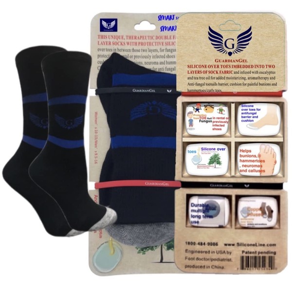 GUARDIANGEL Diabetic Neuropathy Socks, Silicone Cushion Over Toes in Cotton