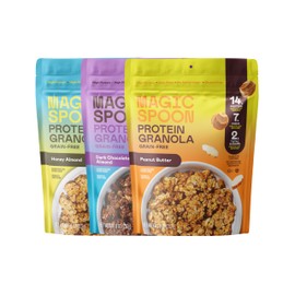 Magic Spoon Magic Spoon Protein Granola - High Protein Granola, Keto Friendly, Low Sugar, Grain Free, Healthy Breakfast or Quick Snack (1 bag of each: Honey Almond, Dark Chocolate Almond, Peanut Butter)
