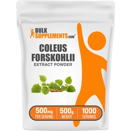 BulkSupplements BulkSupplements.com Coleus Forskohlii Extract Powder - Forskolin Supplement, Forskolin Powder - Herbal Supplement, Gluten Free, 500mg per Serving, 500g (1.1 lbs) (Pack of 1)