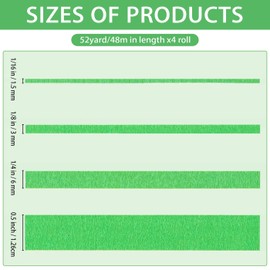 GZXUNFA 4 Rolls Fine Line Tape(Green), Fineline Masking Tape in 1/16, 1/8, 1/4 and 1/2 Inch Wide x 52 Yard Long, Automotive Masking Tape for DIY Car Auto Paint Art