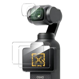 Compatible with DJI Osmo Pocket 3 Protective Film, 2 x Glass Films + 2 Camera Films [Japan AGC Asahi Glass Material] DJI OSMO Pocket 3 LCD Film, Fingerprint Authentication, Thin Tempered Glass, Easy