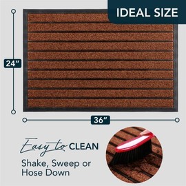 ubdyo Extra Durable Door Mat - Dirt Trapping Outdoor Welcome Mats - Non-Slip Outdoor Door Mats - Low Profile Front Door Mat - Doormat - Door Mats Indoor - 36" x 24", Bright Burgundy
