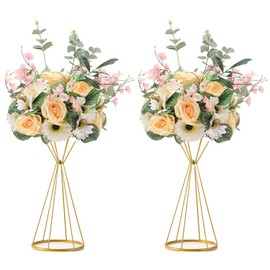 Sziqiqi - Centros de mesa dorados para mesa de boda, soportes geométricos de metal para mesas de centro de mesa, elevadores altos metálicos para recepción, 20 pulgadas, Centros de Mesa para Bodas